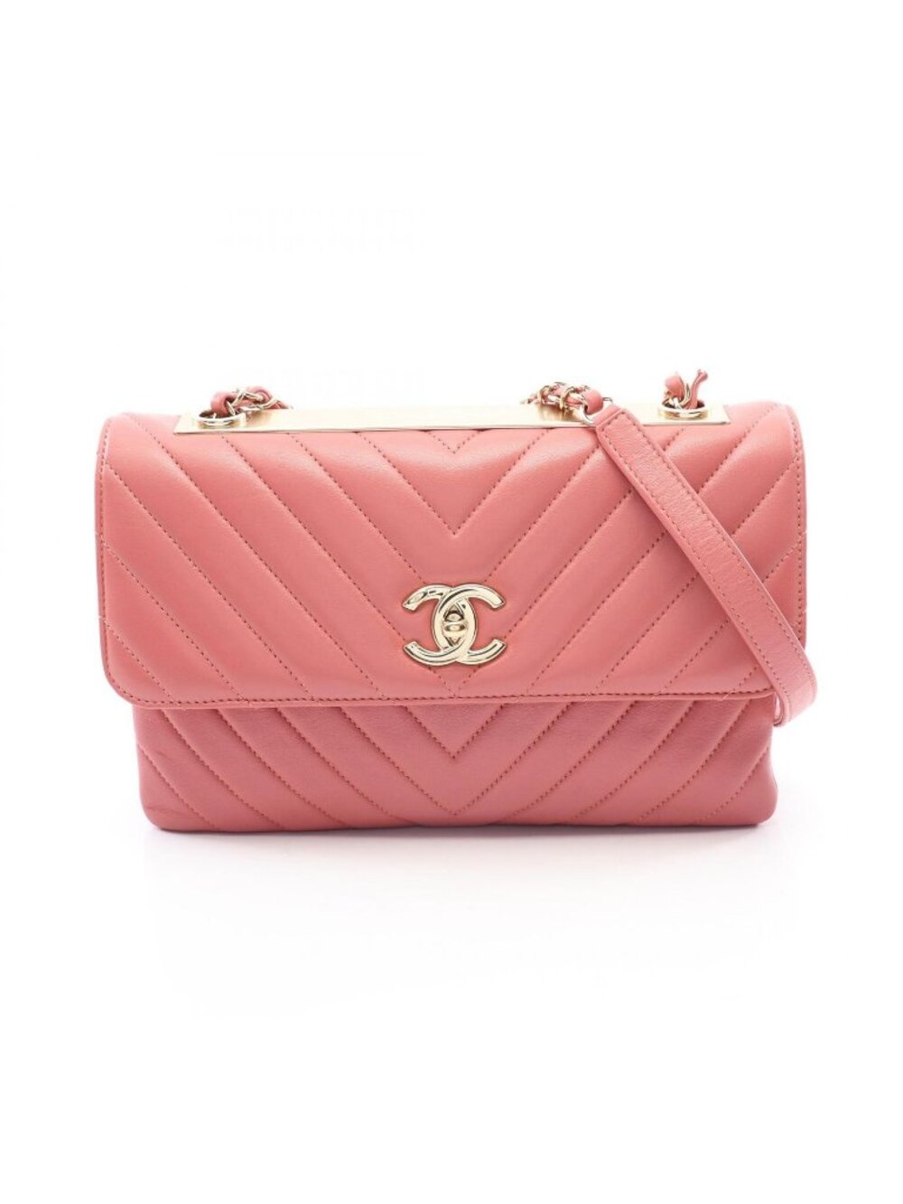 Chanel Shoulder Bag Trendy CC Pink Lambskin Chevron Flap Chain